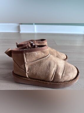 MIA Kids Tan Suede Slip-On Ankle Boots